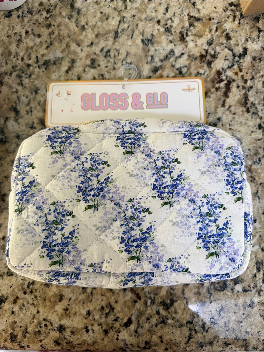 Floral Quilted Cosmetic Bag - Blue & Purple Floral